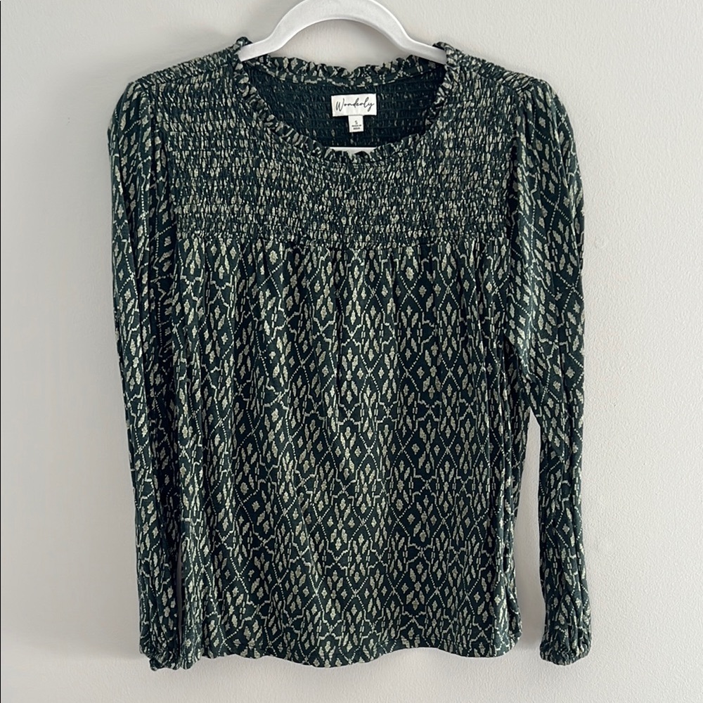 Green Patterned Blouse